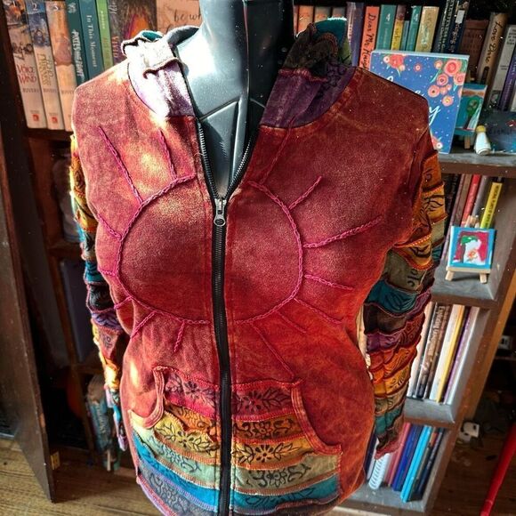 Greater Good Network rainbow vintage Y2K boho hippy jacket - Picture 1 of 4